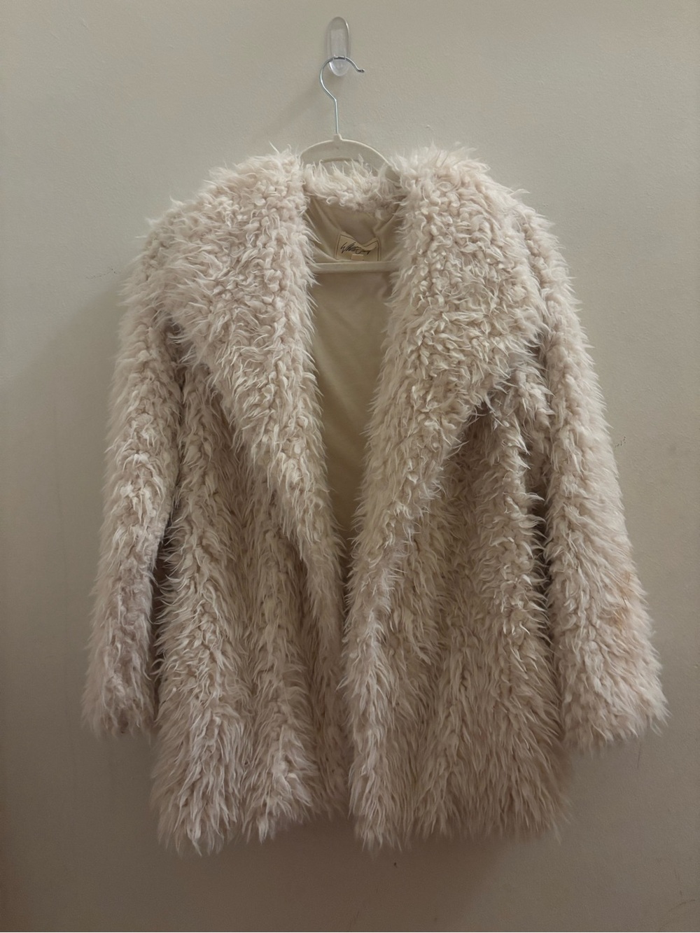 White Crow Plush Teddy Coat in Cream
